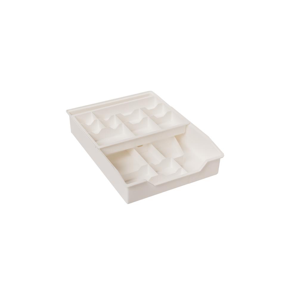 Lavish Home White Durable Plastic Drawer Organizer With 3 Sections