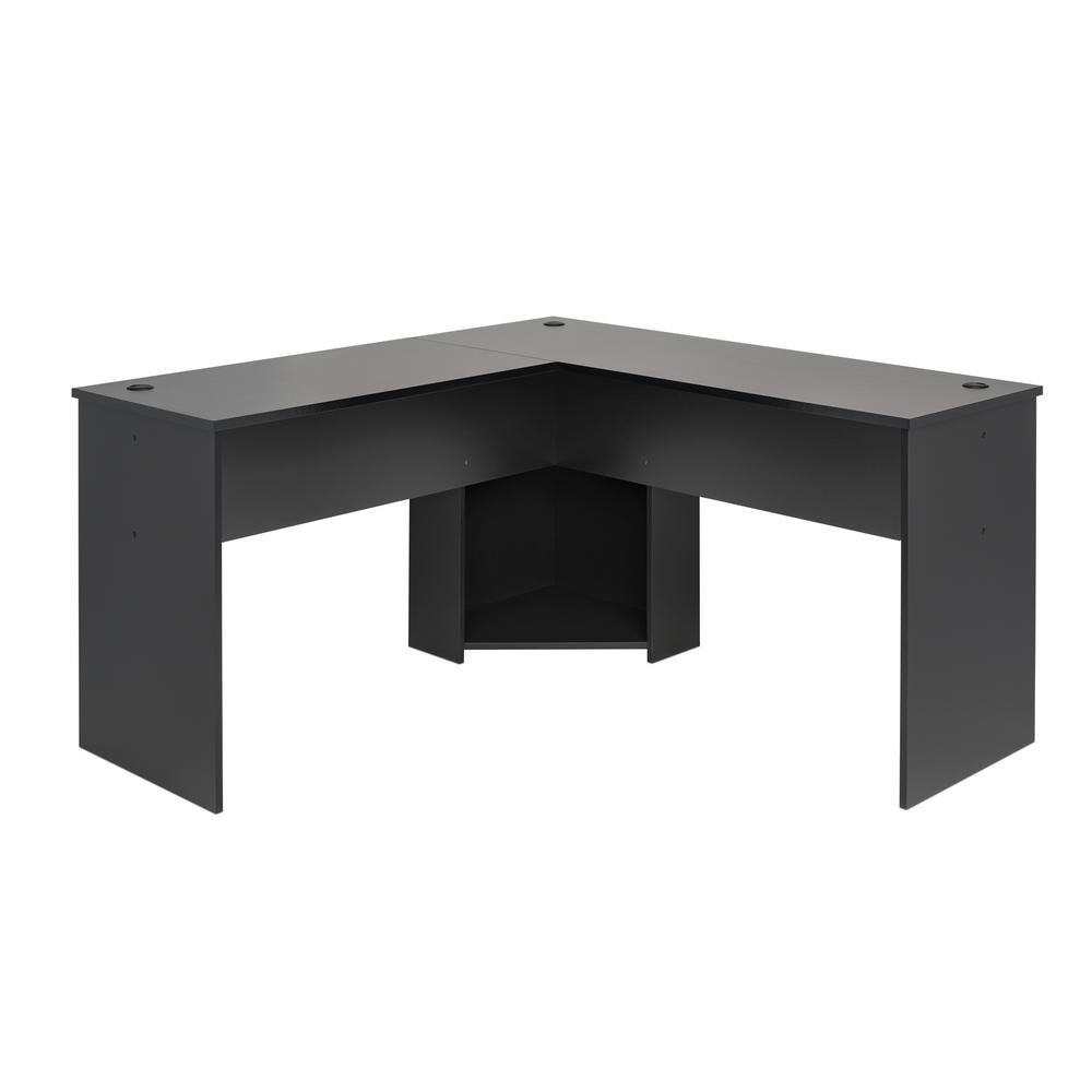 black l desk