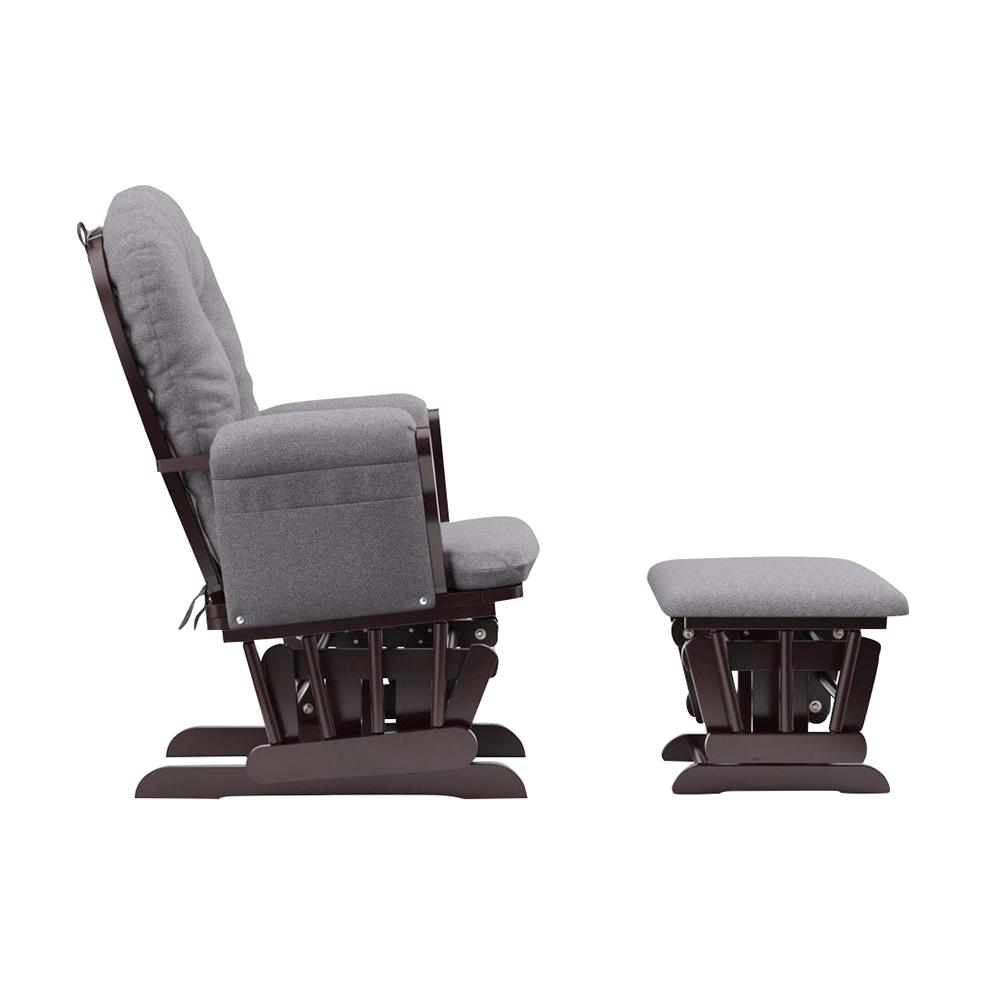 Storkcraft Espresso With Gray Swirl Cushion Hoop Glider And Ottoman Set