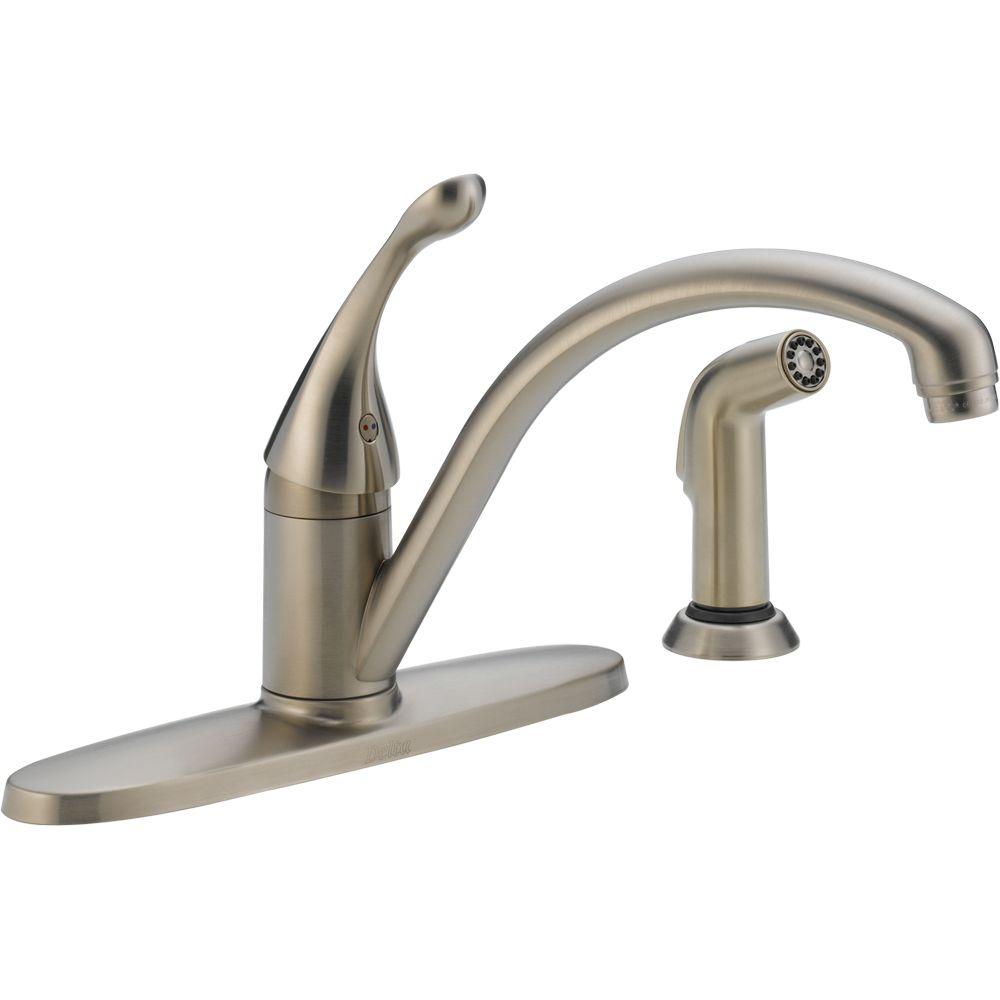 Delta Collins Lever Single Handle Standard Kitchen Faucet In Stainless Steel 140 Ss Dst The Home Depot