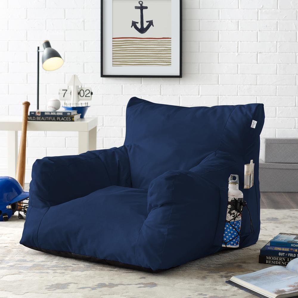 Loungie Comfy Navy Bean Bag Arm Chair Nylon Foam Lounger BB145-28NY-HD - The Home Depot