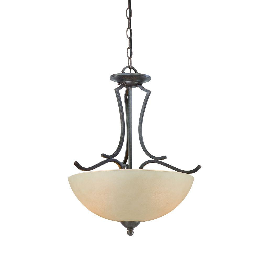 Thomas Lighting Triton 2 Light Sable Bronze Pendant With Tea Stained Thomas Lighting Triton 2 Light Sable Bronze Pendant With Tea Stained Glass Shade