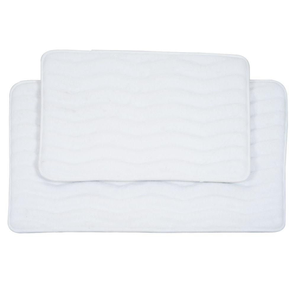 Lavish Home 2 Piece White Memory Foam Bath Mat Set 67 10 W   The 