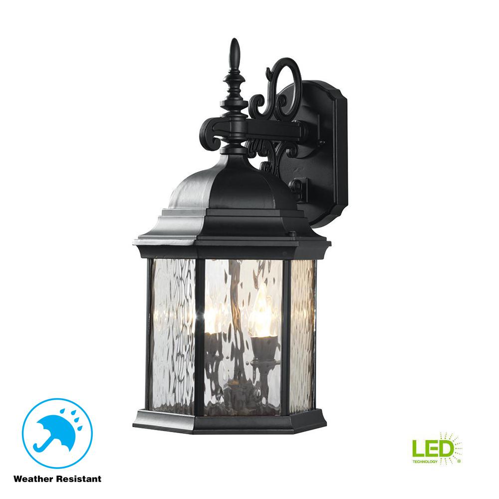 Hampton Bay Twin Pack 1 Light Weathered Bronze Outdoor Lantern 7072 2 Light Oil Rubbed Bronze Led Decorative Water Glass Outdoor Lantern
