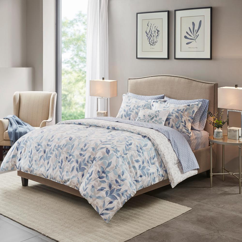 Madison Park Thelma 8-Piece Blue King Reversible Complete Bedding Set ...
