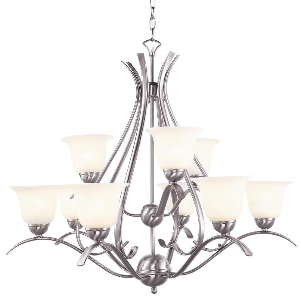 Aspen 9 Light Brushed Nickel Chandelier With Marbleized Shades Aspen 9 Light Brushed Nickel Chandelier With Marbleized Shades