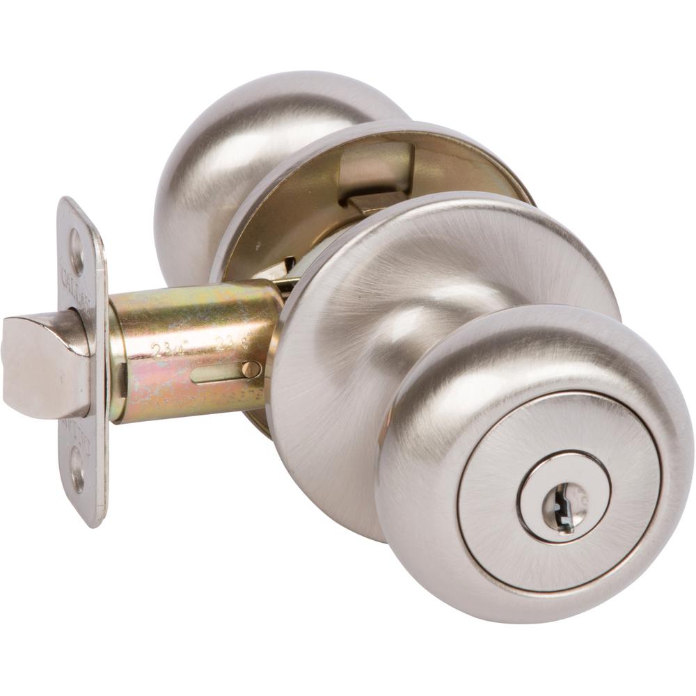 Callan Saxon Satin Nickel Keyed Entry Door KnobKS1001 The Home Depot