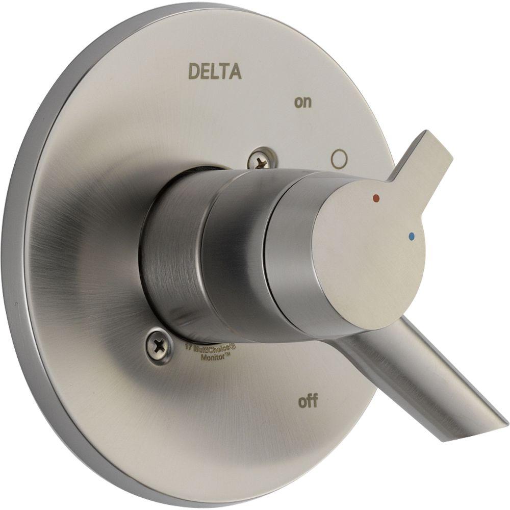 Delta Compel Monitor 17 Series 1 Handle Volume And Temperature Control   Stainless Delta Sink Trim Kits T17061 Ss 64 1000 