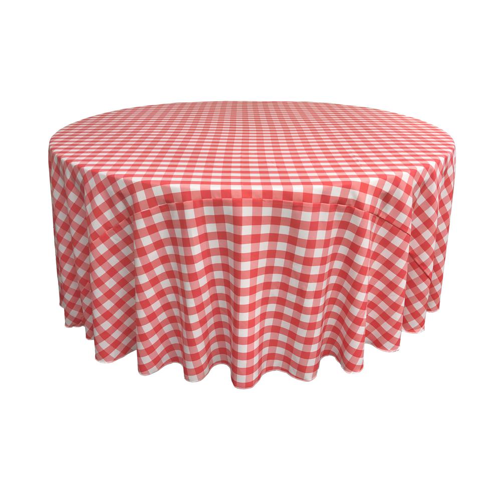 132 In White And C Polyester Gingham Checd Round Tablecloth
