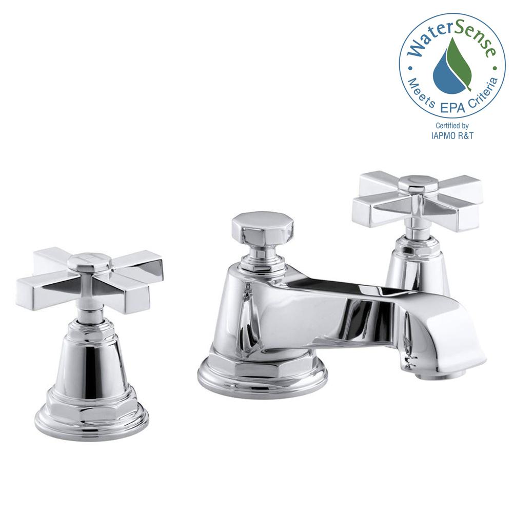 KOHLER Purist 8 In Widespread 2 Handle Low Arc Bathroom Faucet In kohler-purist-8-in-widespread-2-handle-low-arc-bathroom-faucet-in