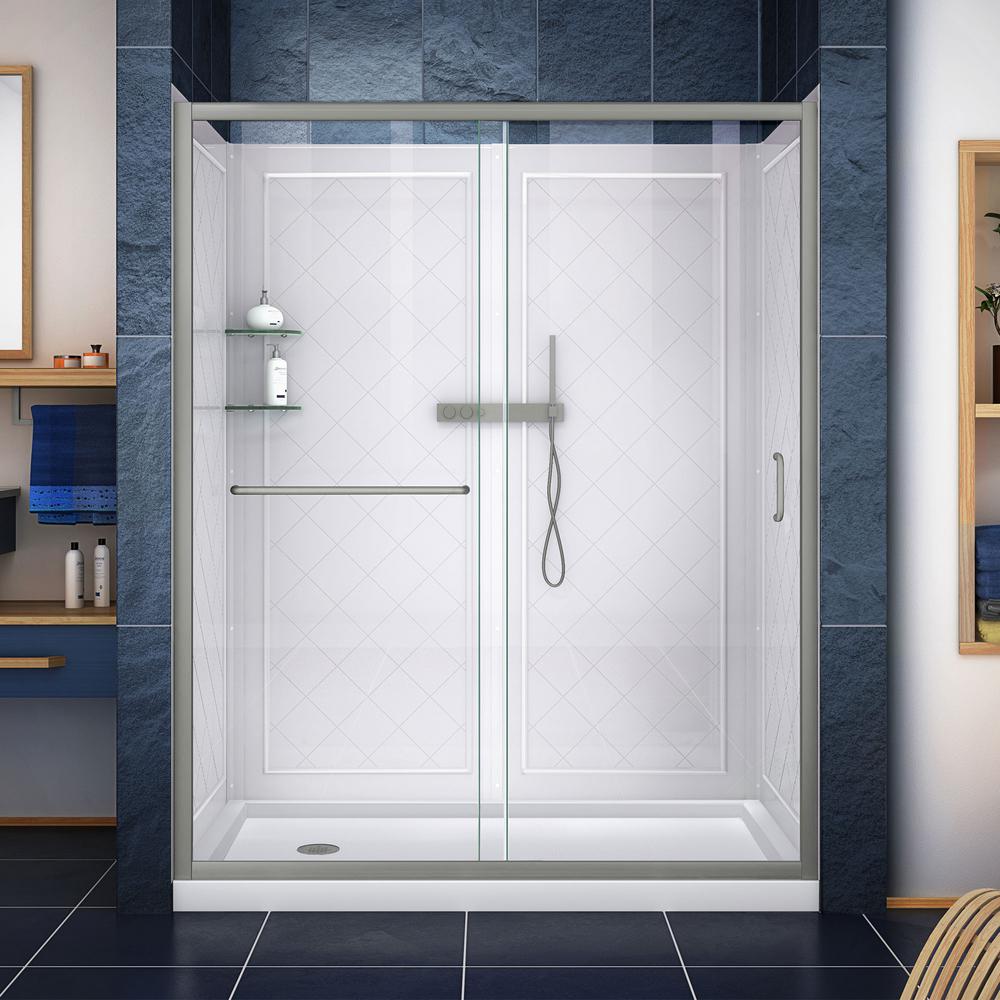 DreamLine Infinity Z 32 in. x 60 in. Semi Frameless Sliding Shower 