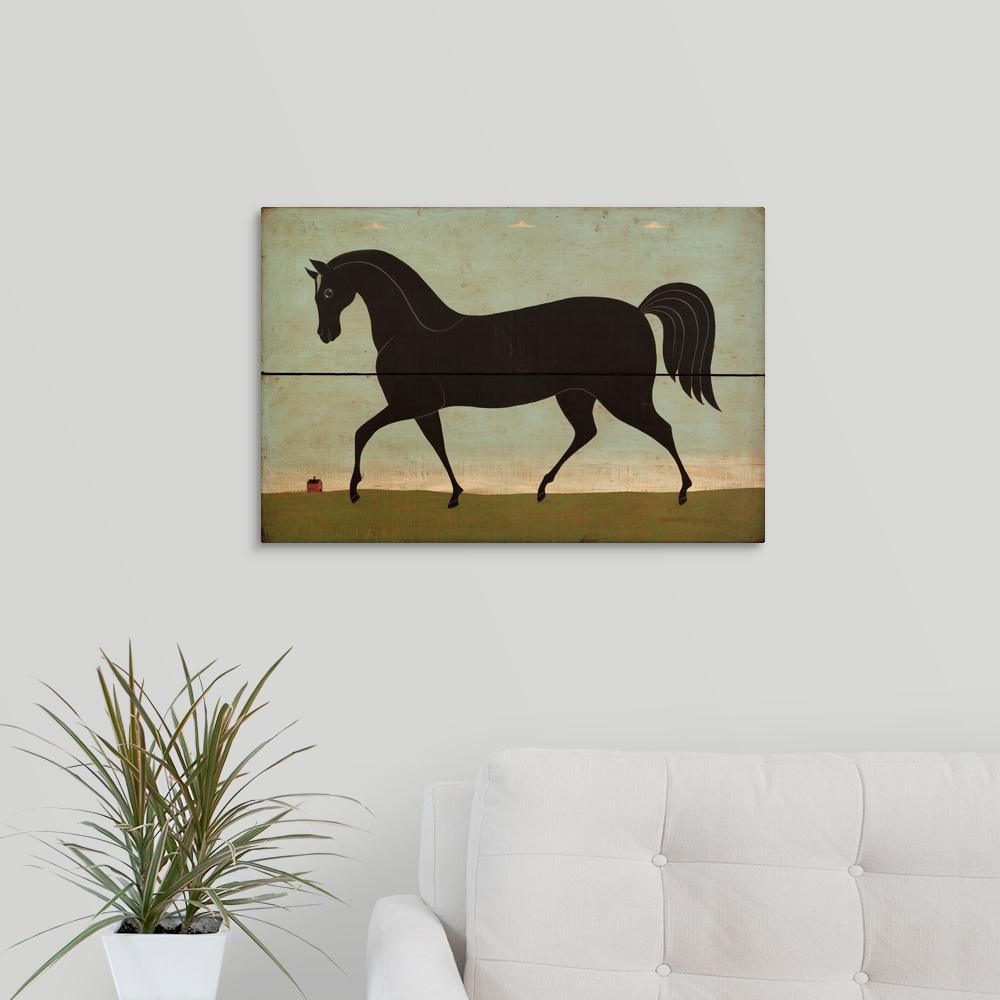 GreatBigCanvas "Black Horse" by Warren Kimble Canvas Wall Art1155996_24_24x16 The Home Depot