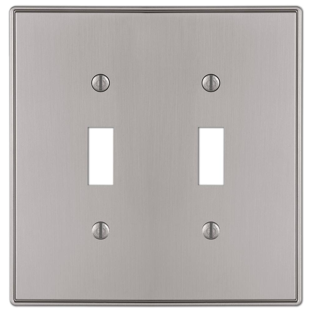 Hampton Bay Ansley Cast 2 Toggle Wall Plate Brushed Nickel