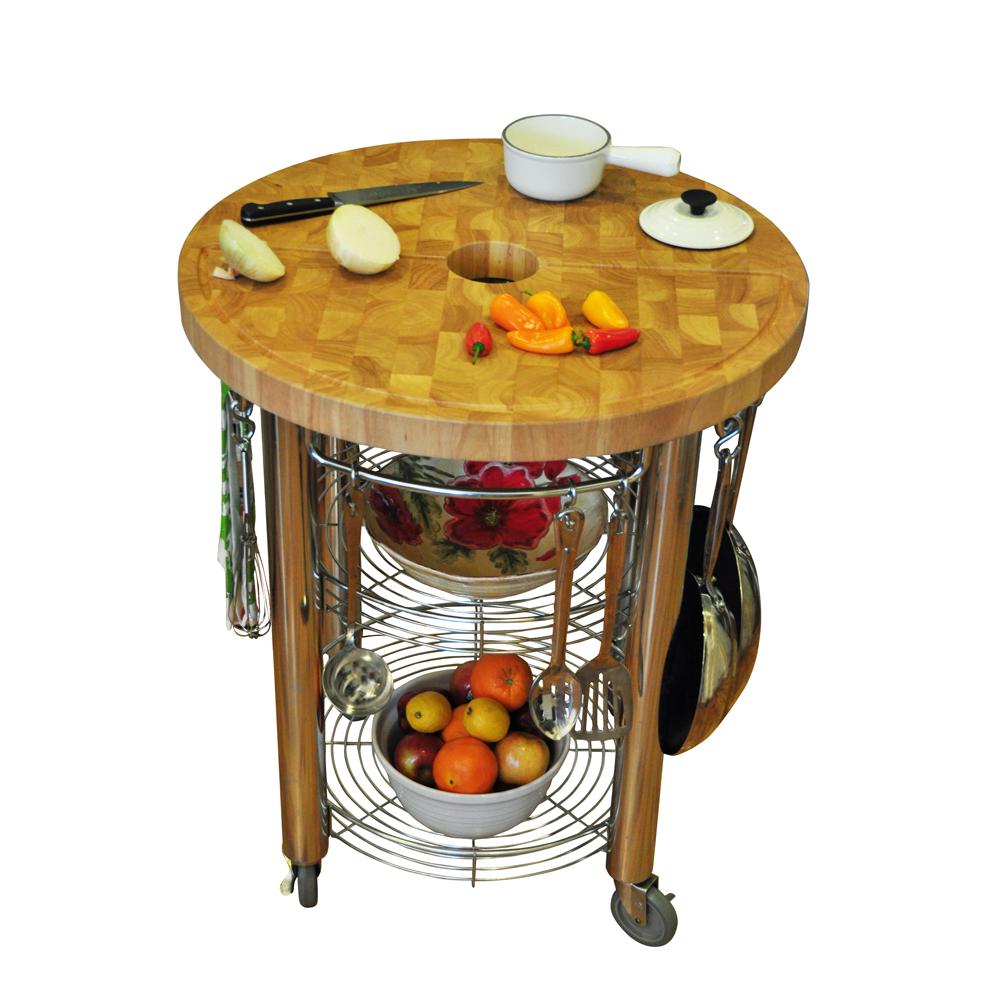 StyleWell Gatefield Chrome Large Kitchen Cart with Stainless Steel Top