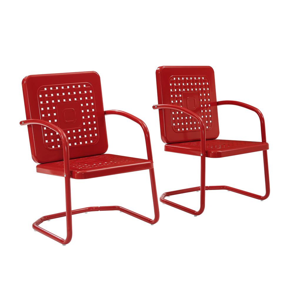 Crosley Bates Red Metal Outdoor Lounge Chair 2 Pack Co1025 Re The Home Depot