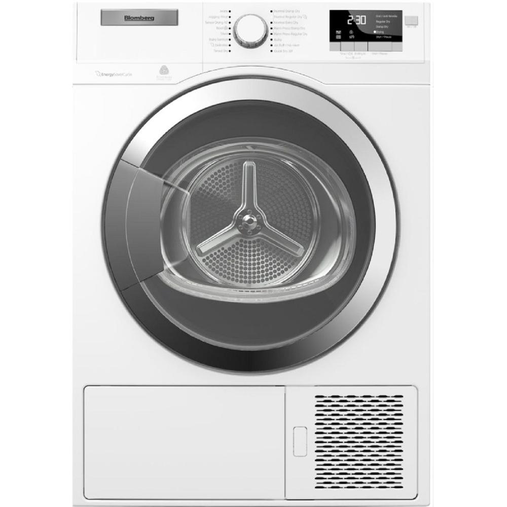 Blomberg Heat Pump Ventless 4 1 Cu Ft Electric Dryer In White With Blomberg Heat Pump Ventless 4 1 Cu Ft Electric Dryer In White With Chrome Door