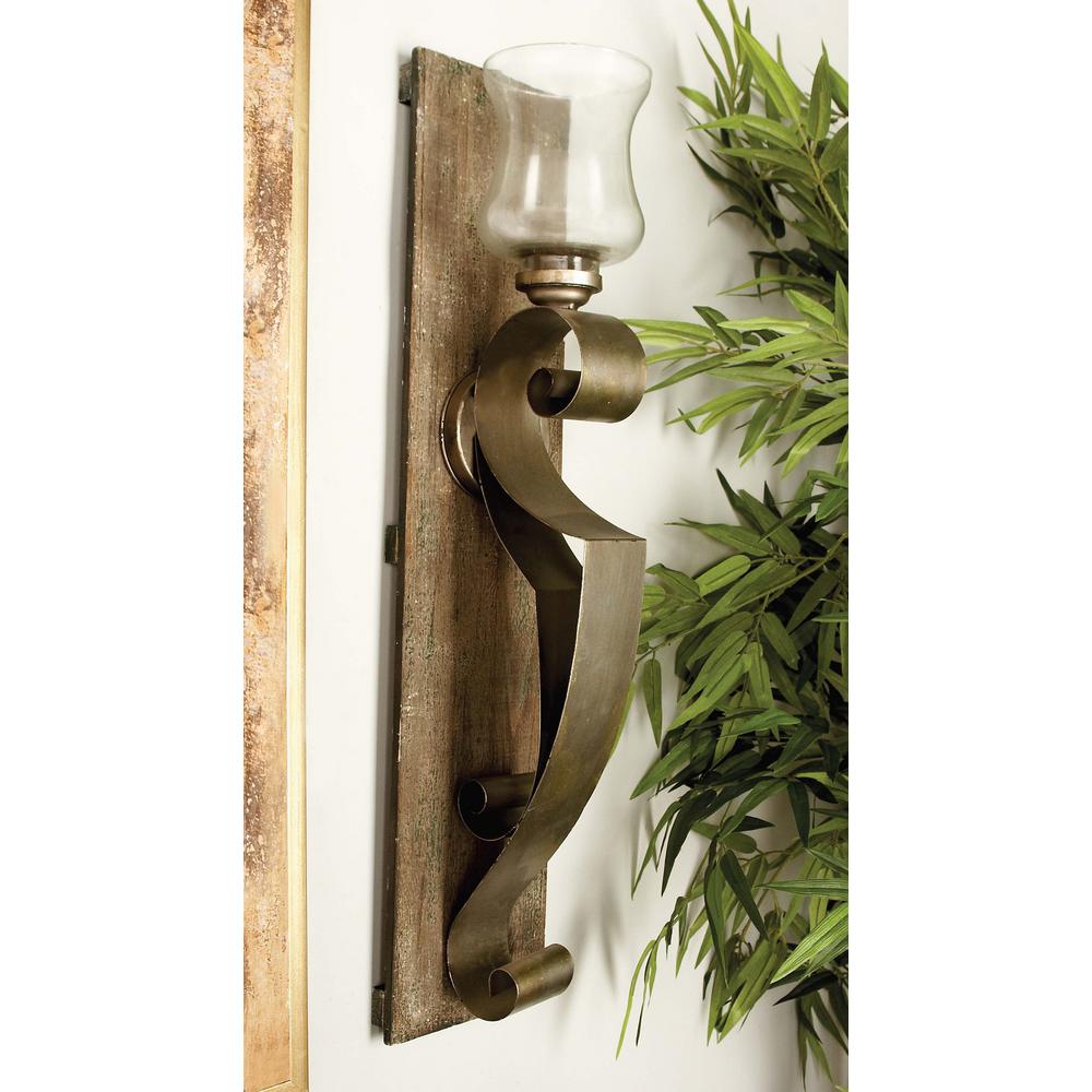 DANYA B Contemporary Metal Brown Wall Candle Sconces with Antique