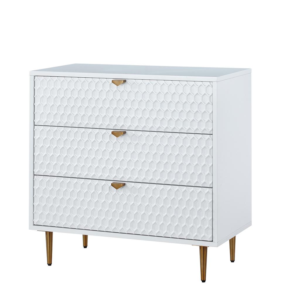 Boyel Living 3 Drawer White Mdf Fully Assembled Accent Chest Of