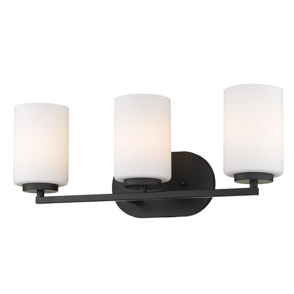 Golden Lighting Manhattan Matte Black 3 Light Bath Vanity 2243 Ba3 Blk Op The Home Depot