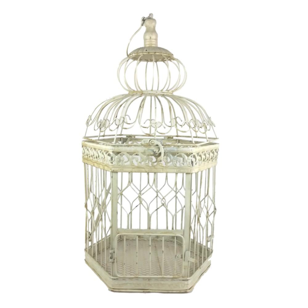 22 In Antique White Decorative French Style Steel Bird Cage