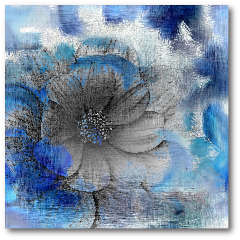 16 in. x 16 in. "Blue Flower" Canvas Wall Art-WEB-SB177 - The Home Depot