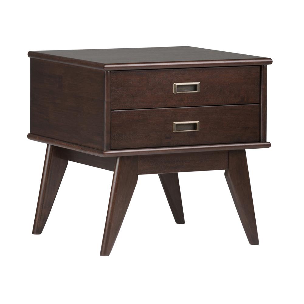 Simpli Home Draper Mid Century Medium Auburn Brown Storage Side Table3AXCDRP04 The Home Depot