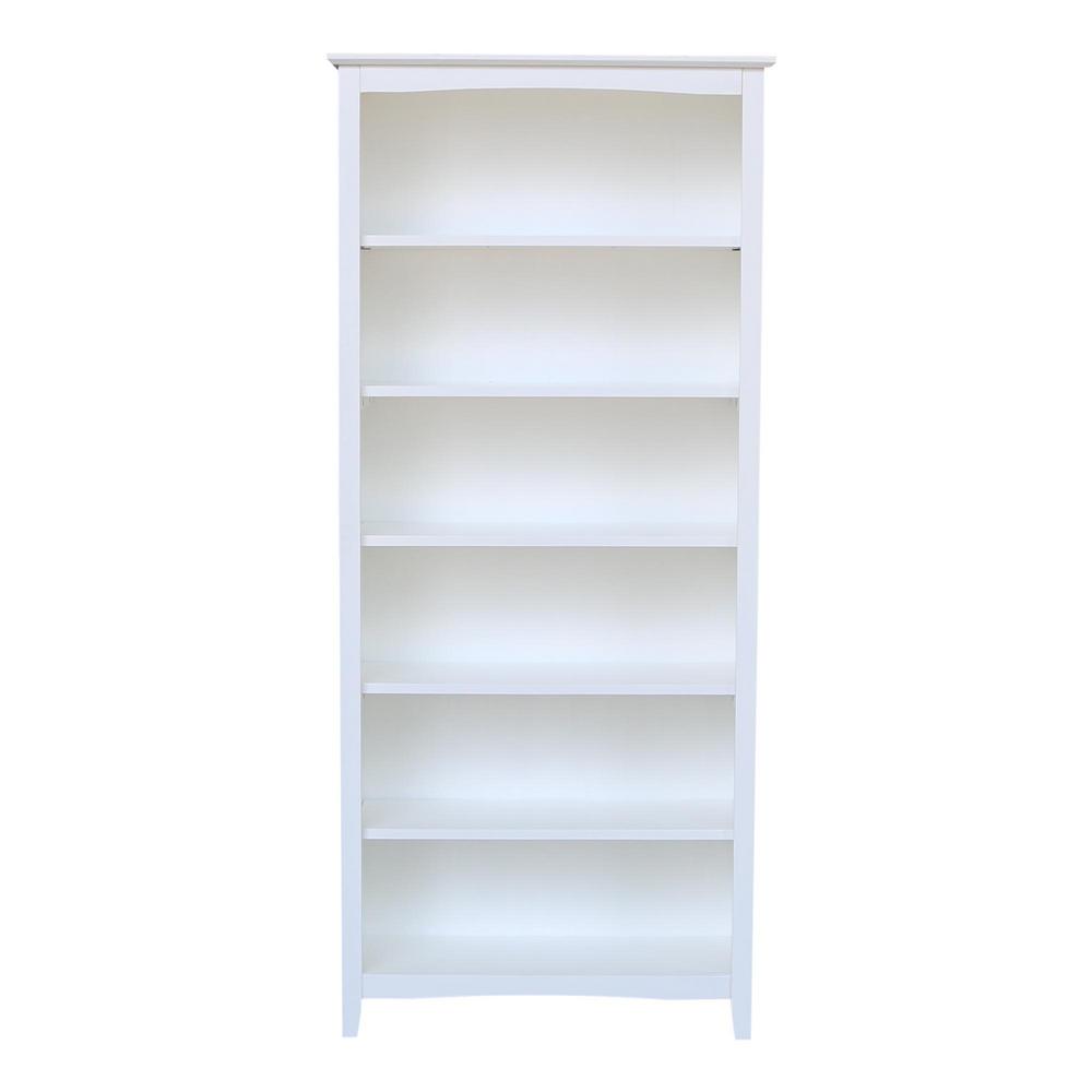 International Concepts 72 In White Wood 6 Shelf Standard Bookcase