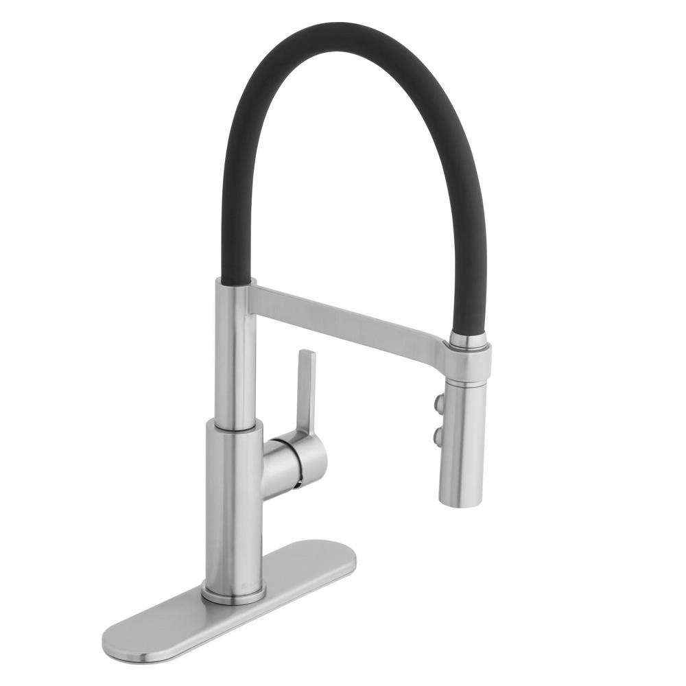 Shop Rubber Hose Spring Neck Kitchen Faucet with TurboSpray from Home Depot on Openhaus