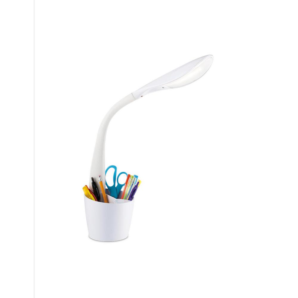 Ottlite 11 75 In White Led Desk Space Organizer Lamp