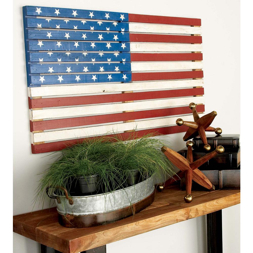 Litton Lane 38 In X 21 In American Flag Wall Decor 48691 The Home Depot