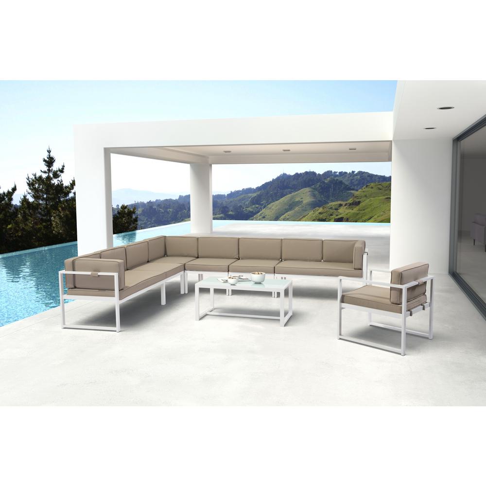 White Aluminum Outdoor Coffee Tables Patio The Home Depot Golden Beach Rectangular White Patio Coffee Table