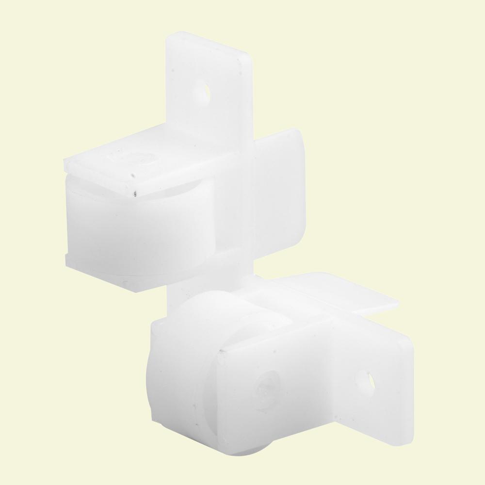 Prime Line 1516 In White Nylon Drawer Guide Twin Roller Assembly