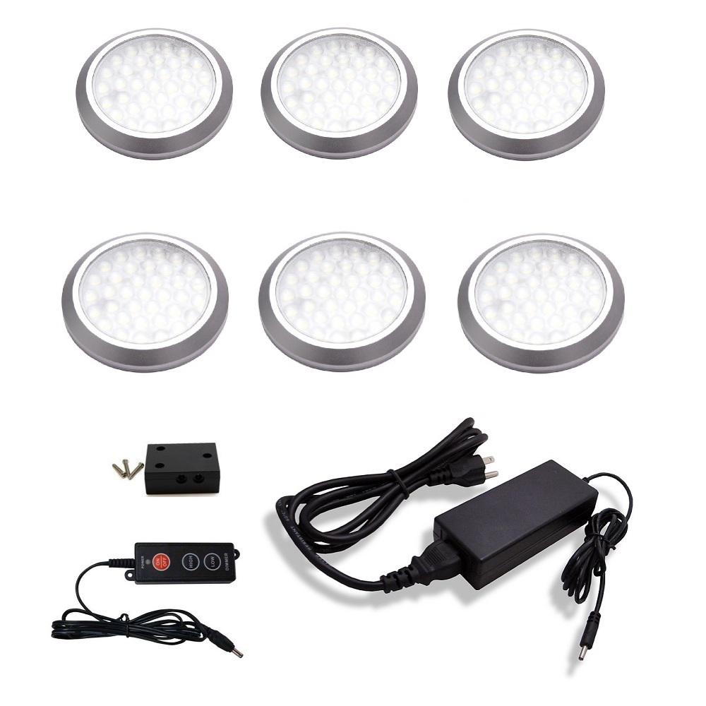 macLEDS LED Under Cabinet Low-Profile Puck Light Kit (6-Pack)-POP- 6-24W- plug - The Home Depot