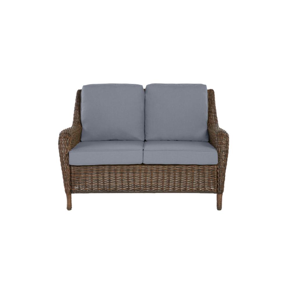 Hampton Bay Cambridge Brown Wicker Outdoor Patio Loveseat With