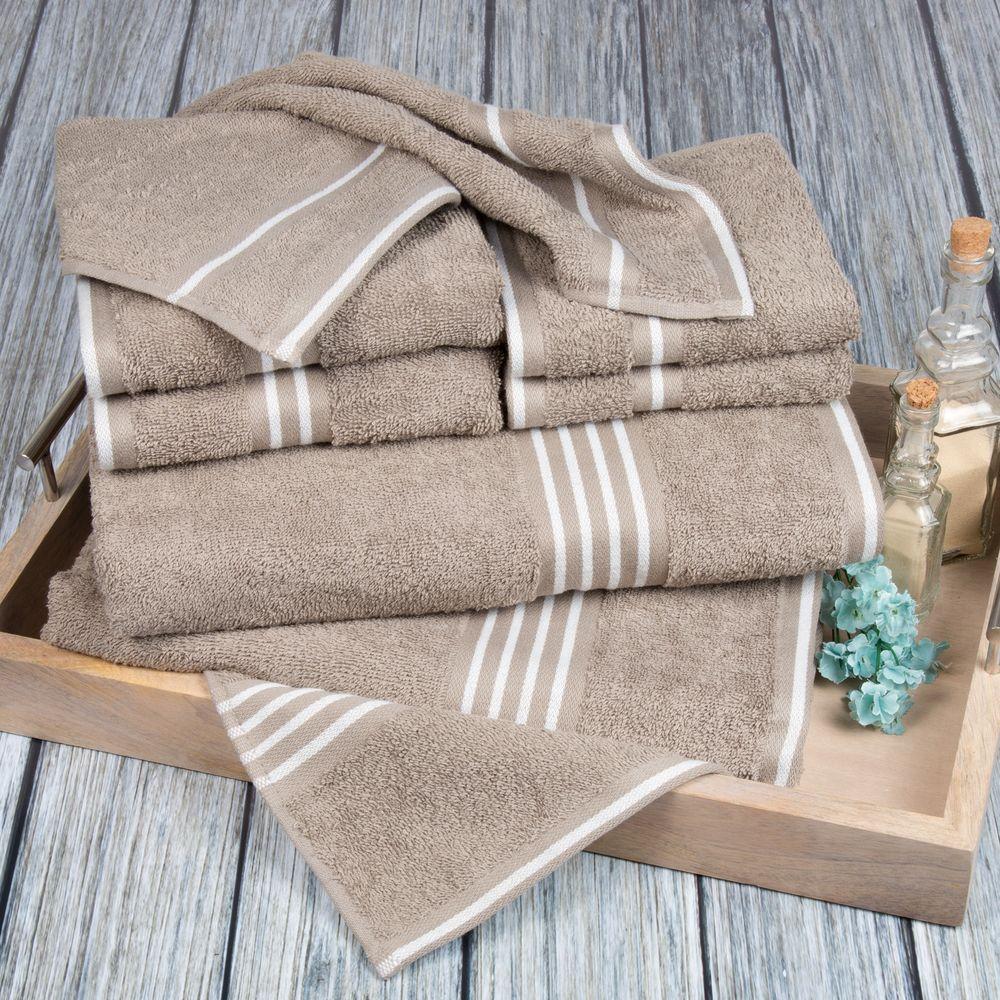 Lavish Home Rio Egyptian Cotton Towel Set In Taupe 8 Piece 67 0022 T The Home Depot