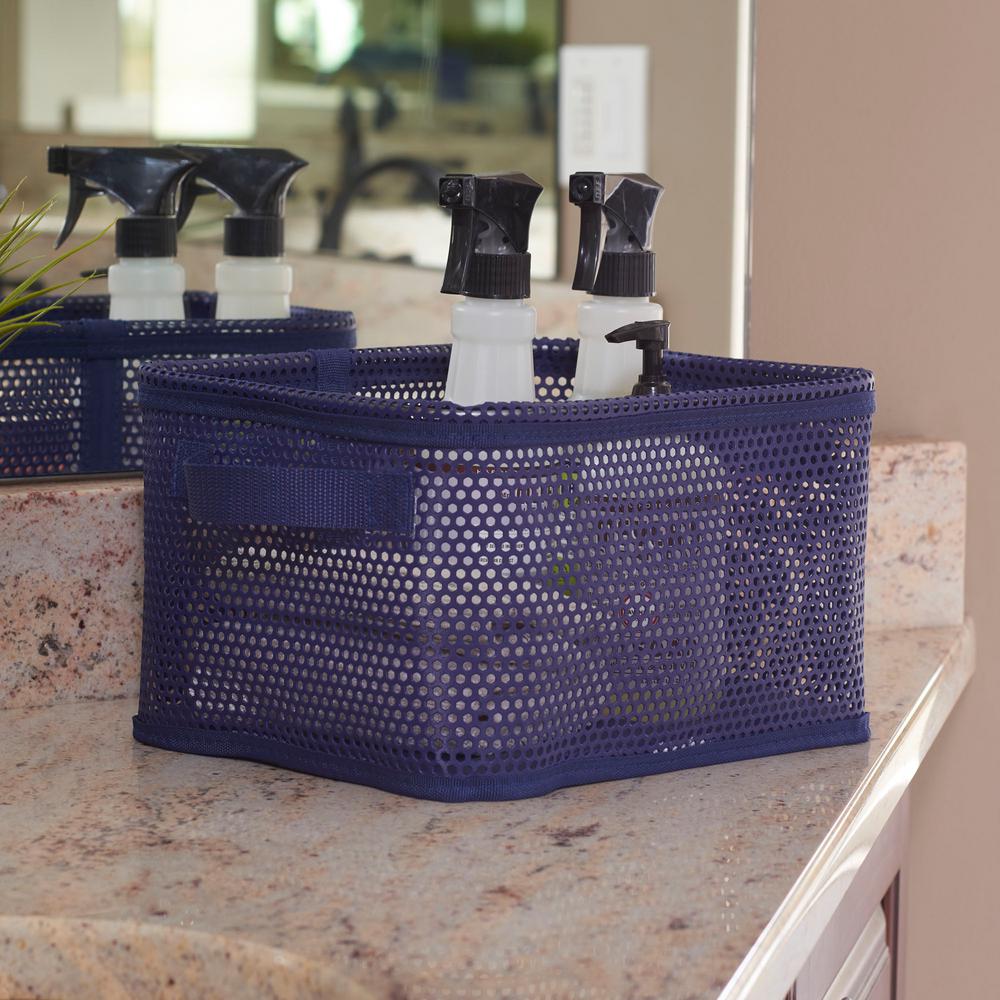 HOUSEHOLD ESSENTIALS Mesh Storage Tote with Handles in Navy-17527-1