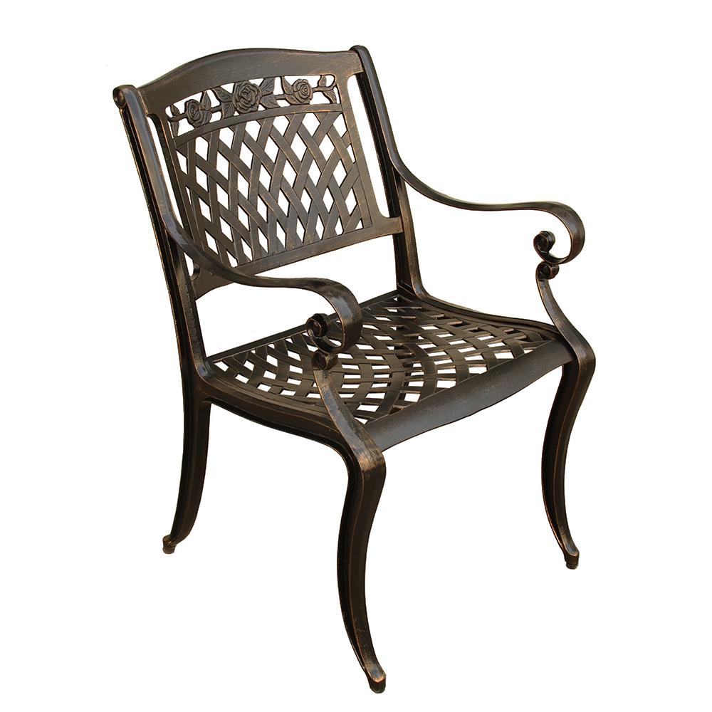 Unbranded Rose Ornate Traditional Bronze Aluminum Outdoor Dining Chair