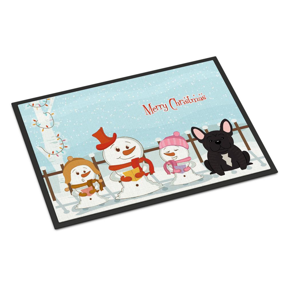 Caroline S Treasures 18 In X 27 In Indoor Outdoor Merry Christmas Carolers French Bulldog Brindle Door Mat