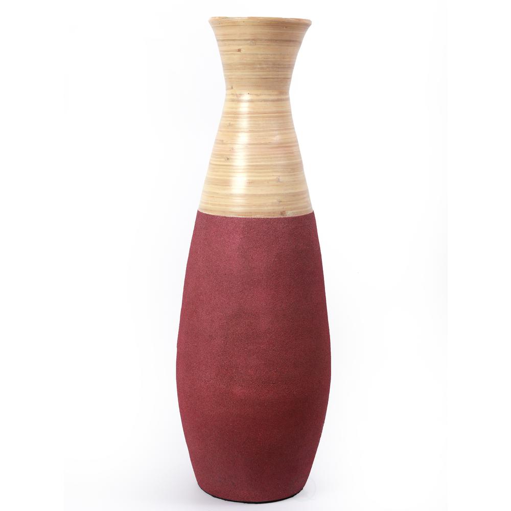 Uniquewise 31 5 In Burgundy And Natural Tall Handcrafted Bamboo