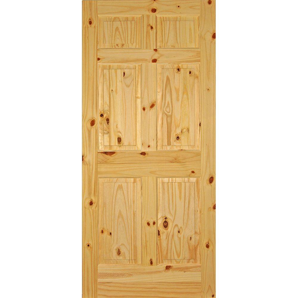 Builders Choice 36 In X 80 In Right Handed 6 Panel Solid Core Knotty