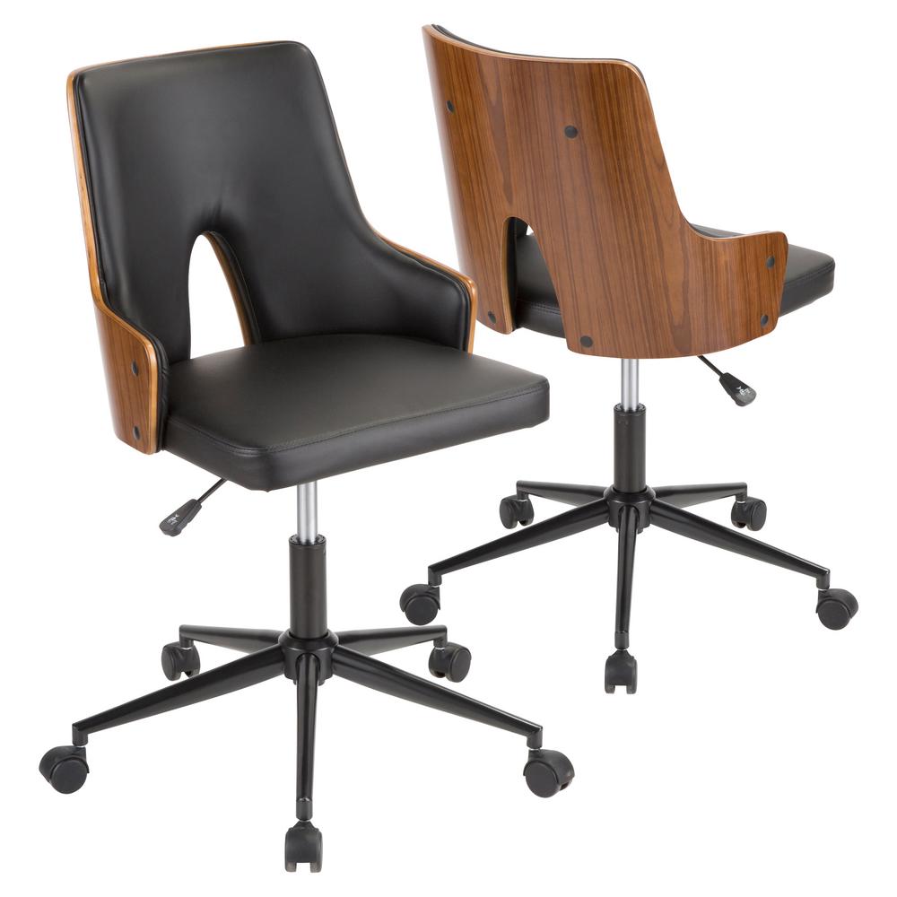 Lumisource Stella Walnut And Black Faux Leather Office Chair Oc Stla Lumisource Stella Walnut And Black Faux Leather Office Chair