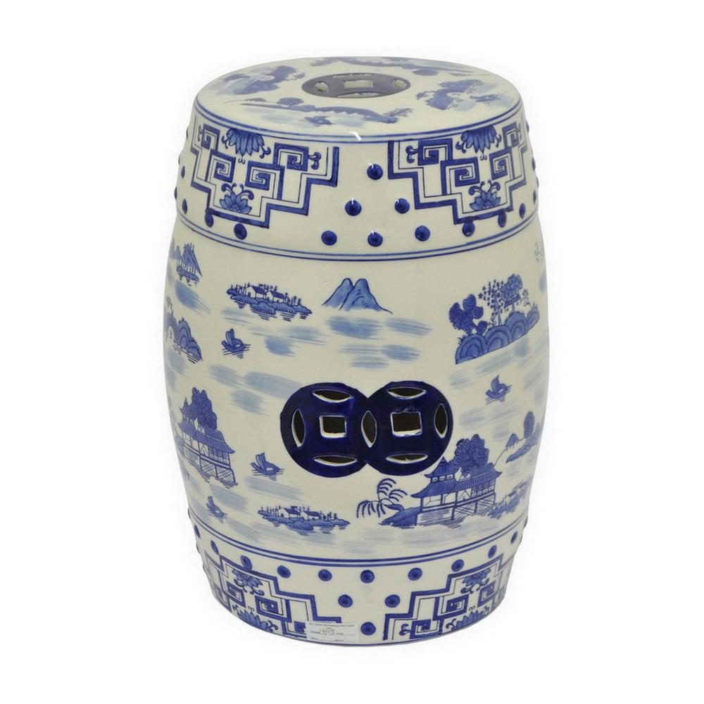 Round Three Hands Blue End Tables Accent The Home Depot Blue And White Ceramic Garden Stool