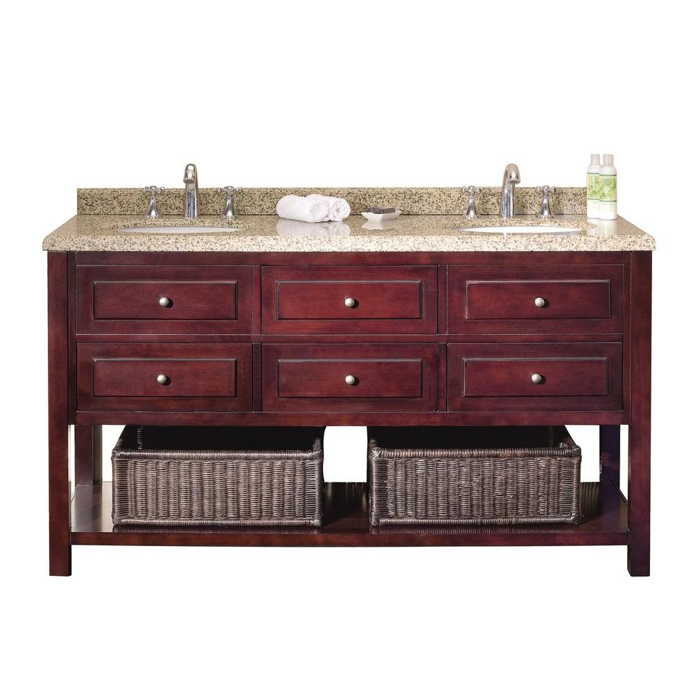 OVE Decors Danny 60 in. Vanity in Mahogany with Sand Speckled Granite