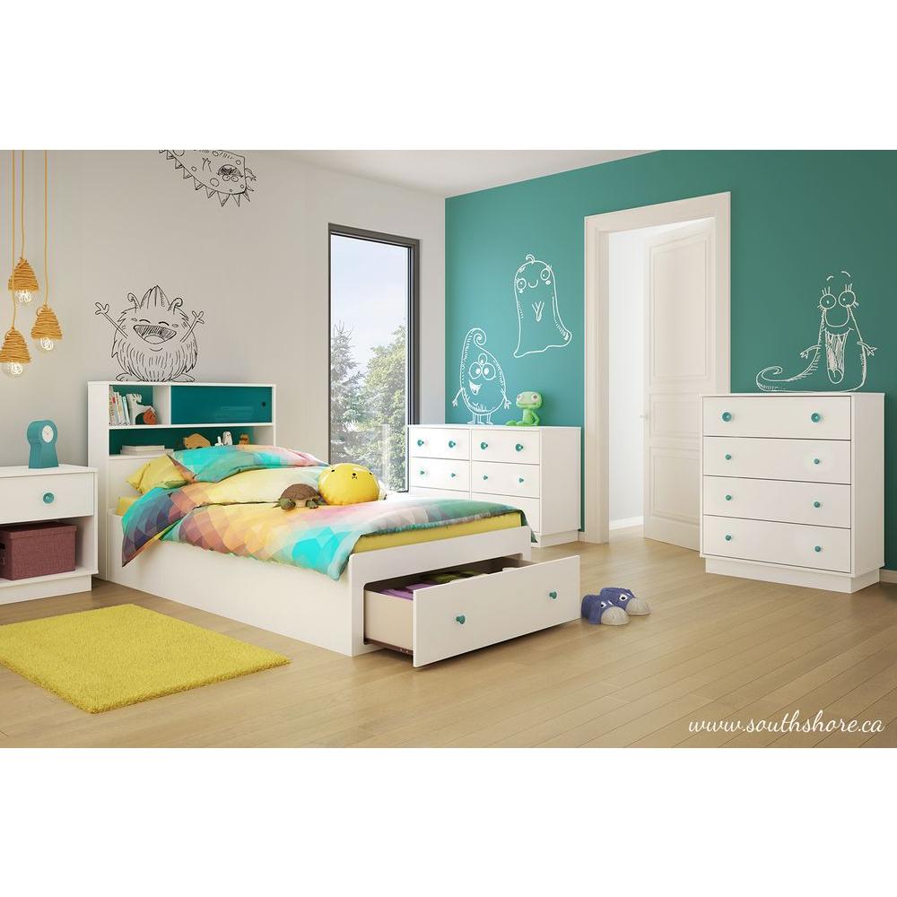 South Shore Little Monsters Pure White with Turquoise Twin Kids