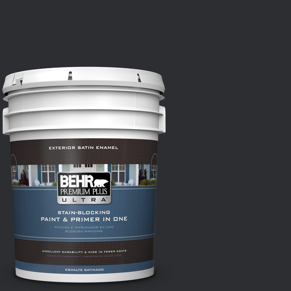 BEHR Premium Plus Ultra 5gal. ECC102 Jet Black Satin Enamel
