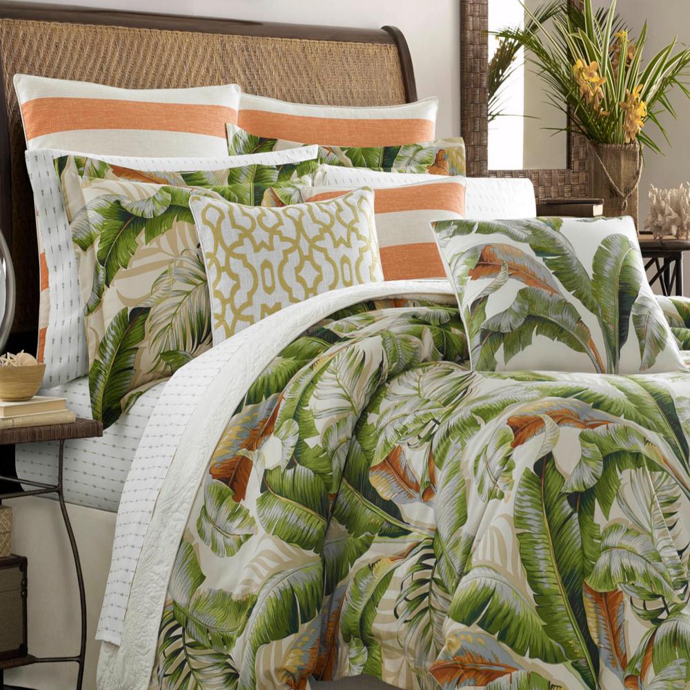 King Queen Beautiful Tropical Palm Leaf Green Sage Brown Comforter Set Cal Bedding Home Garden