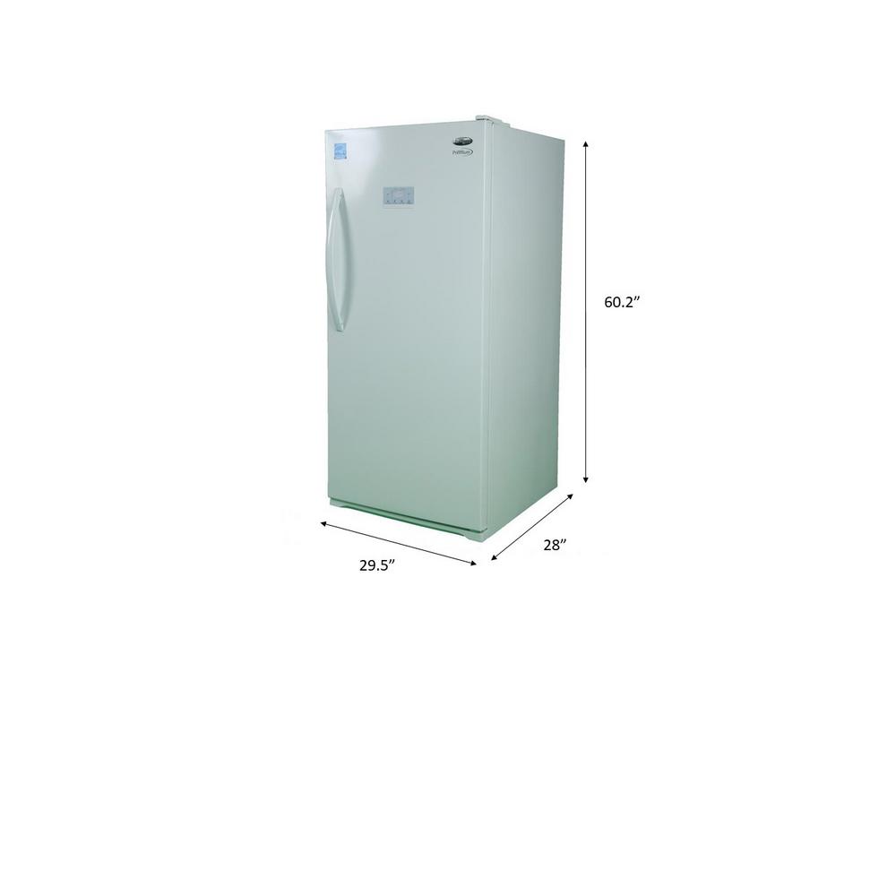Premium 13 8 Cu Ft Frost Free Upright Freezer In White Pfv1375mw The Home Depot