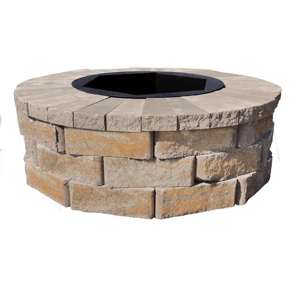 Pavestone 40 In W X 14 In H Rockwall Round Fire Pit Kit Yukon