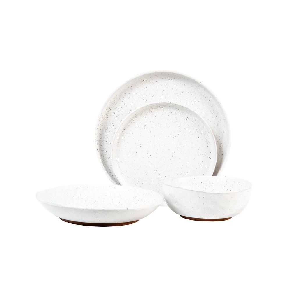 Kaya 16-Piece Casual White Stone Dinnerware Set (Service for 4)