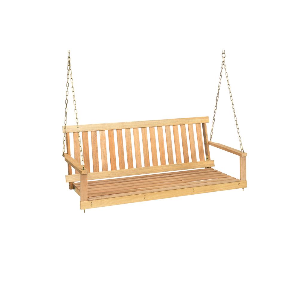 JACKPOST Outdoor Hardwood Porch Swing with Chains and CushionH37HB